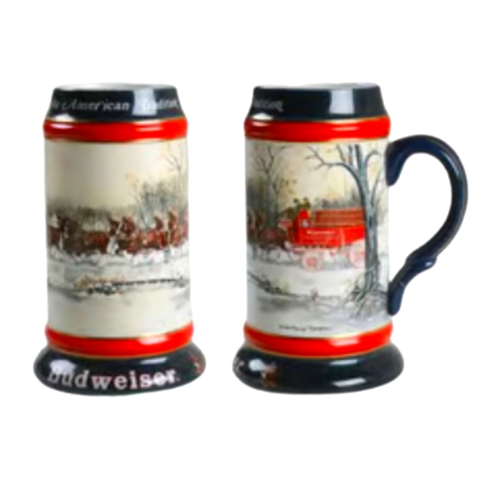 Budweiser Anheuser Busch 1990 Handcrafted Collectable Christmas Stein